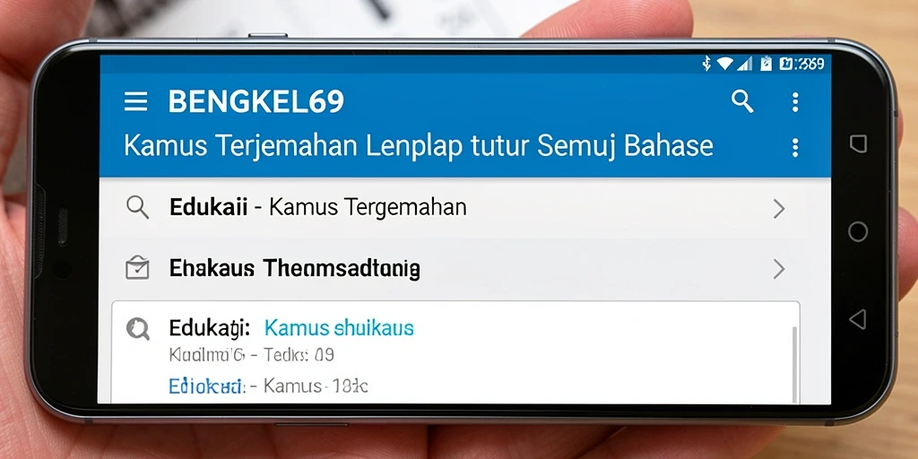 Antarmuka aplikasi Kamus Terjemahan BENGKEL69 yang intuitif.