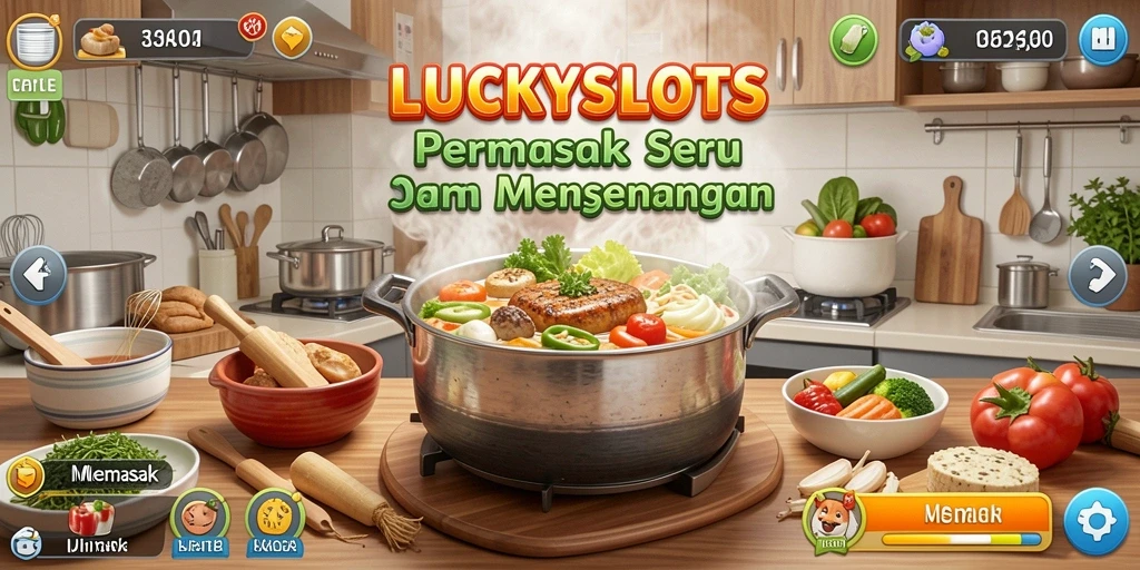 Screenshot antarmuka LUCKYSLOTS menampilkan proses memasak yang menarik.