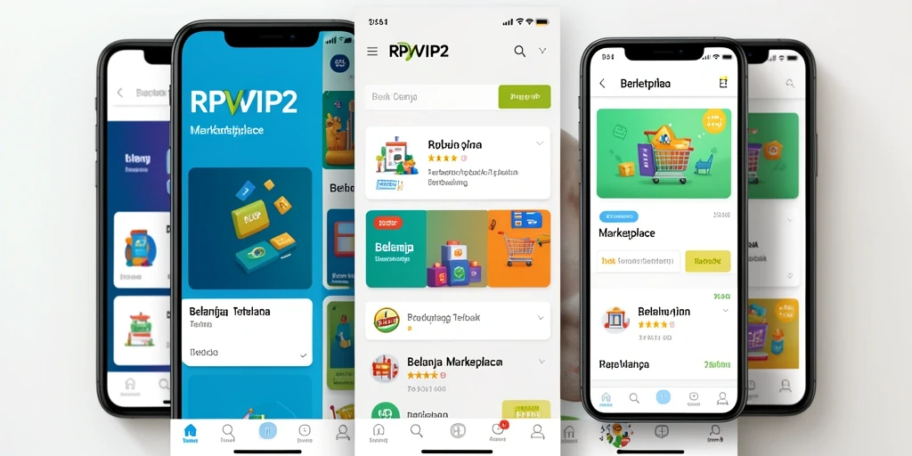 Tampilan antarmuka pengguna aplikasi RPVIP2 untuk belanja nyaman.