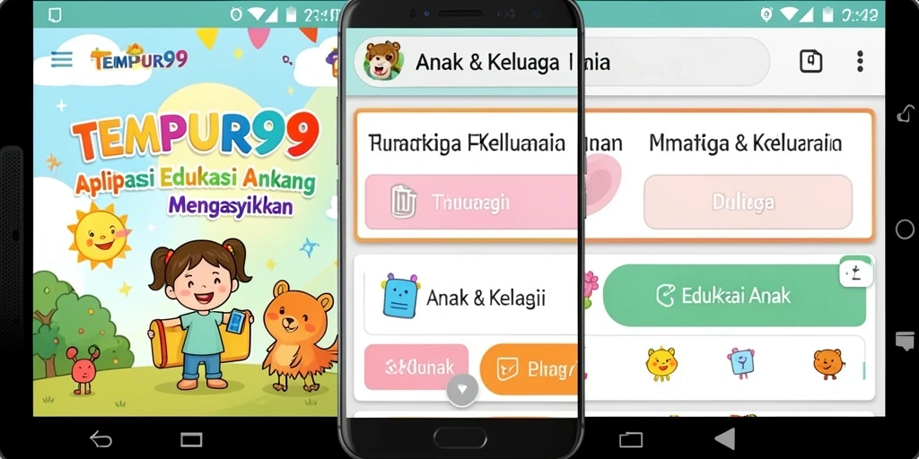 Antarmuka TEMPUR99 yang ramah anak dengan berbagai fitur edukatif.
