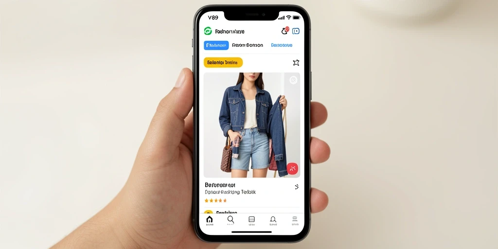 Tampilan antarmuka V89 yang menarik dan mudah digunakan untuk belanja fashion.